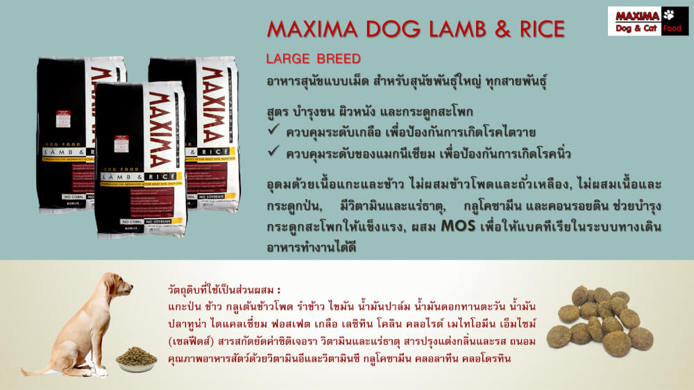 อาหารเม็ด สำหรับสุนัข แม็กซีม่า สายพันธุ์ใหญ่ 2 กก.